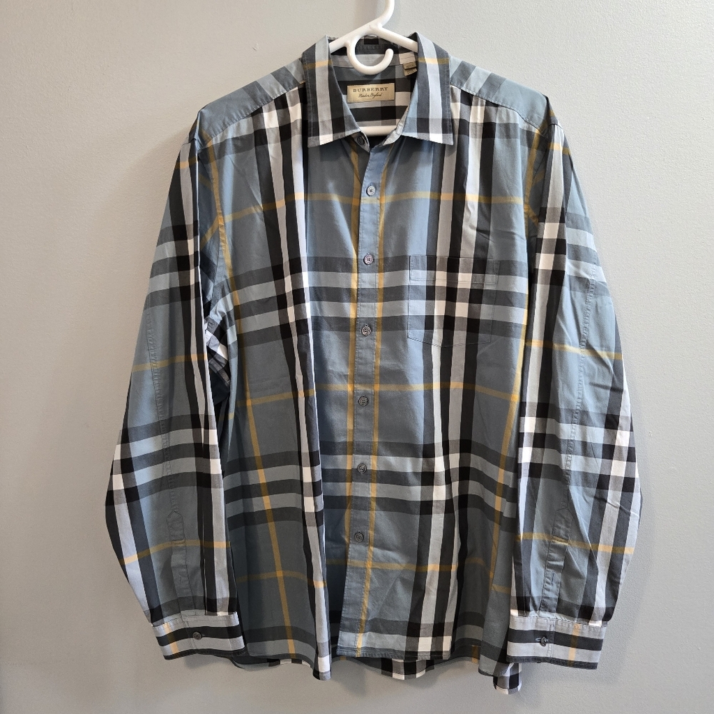 Burberry London Men's Nova Check Shirt - Blue, Black, White, Yellow - XXXL